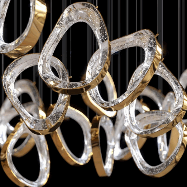 Gold Transparent Circle Custom Glass Chandelier - 图片 6