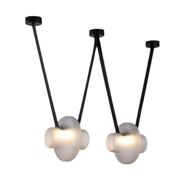 Clear Frosted Smoke Grey Belt Glass Pendant Light - 图片 6