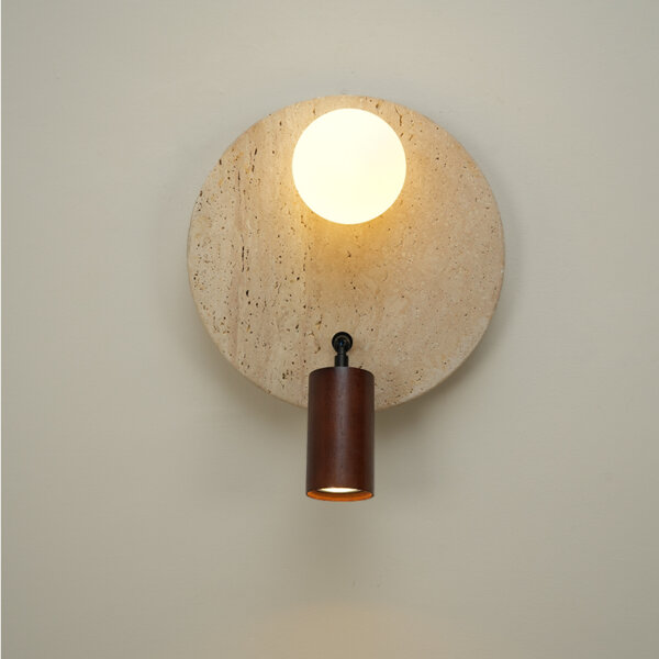 G9 Wood Glass Yellow Stone Wall Lamp - 图片 7