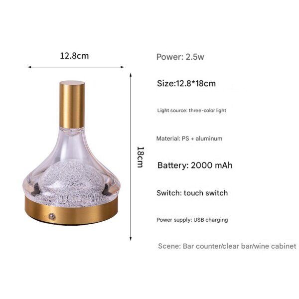 H18cm Copper Wine Bottle Table Light - 图片 7