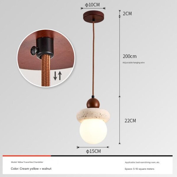 H22CM Ball Yellow Travertine Pendant Light - 图片 7