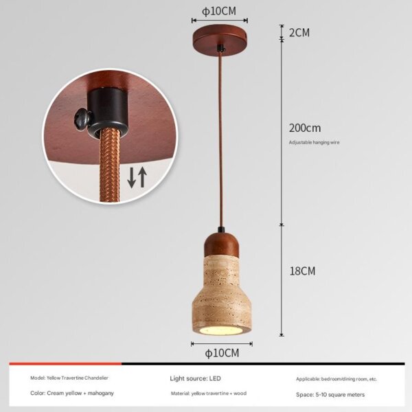 H18cm Natural Stone LED Pendant Lamp - 图片 7
