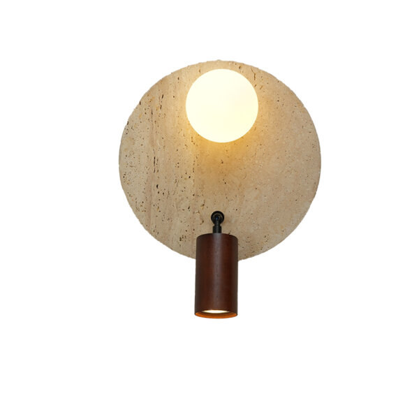 G9 Wood Glass Yellow Stone Wall Lamp - 图片 8