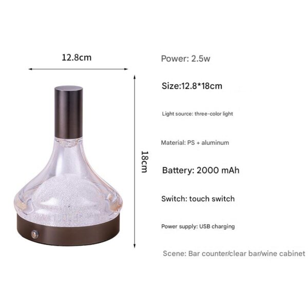H18cm Copper Wine Bottle Table Light - 图片 8