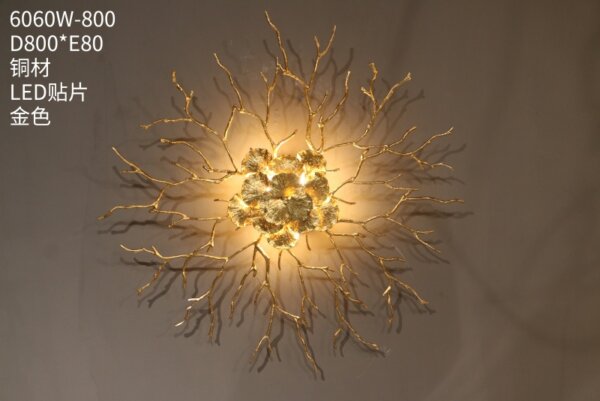Gold Leaf Flower Branch LED Chandelier - 图片 7