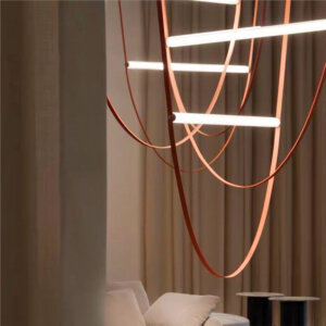 Brown Leather Belt Iron Pendant Light