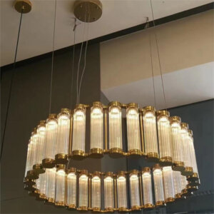 D150CM Stainless Steel Scroll Copper Pendant Lamp
