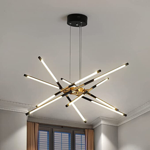 6-12 Heads Black Gold Iron Pendant Lamp - 图片 2