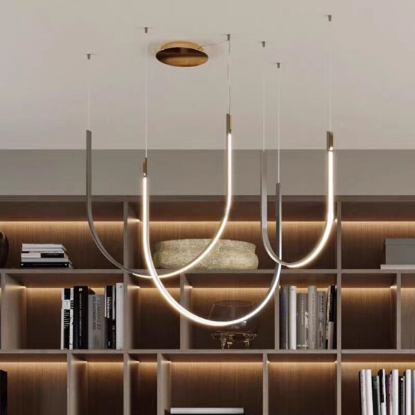 U-Shaped Aluminum Silica Gel Pendant Lamp - 图片 3