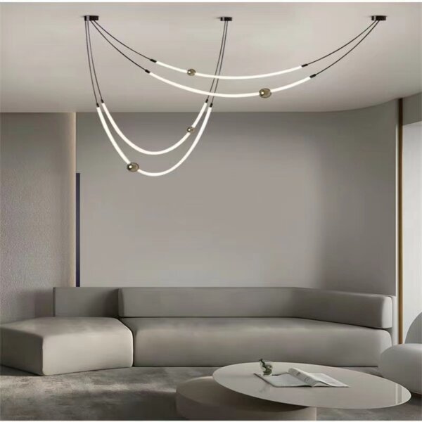 Silicone Iron Black White Pendant Light - 图片 2