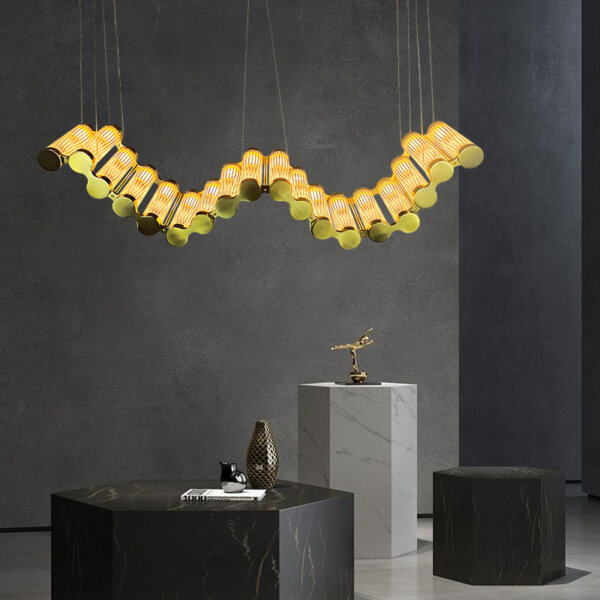 D150CM Stainless Steel Scroll Copper Pendant Lamp - 图片 2