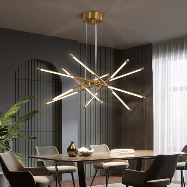 6-12 Heads Black Gold Iron Pendant Lamp - 图片 3