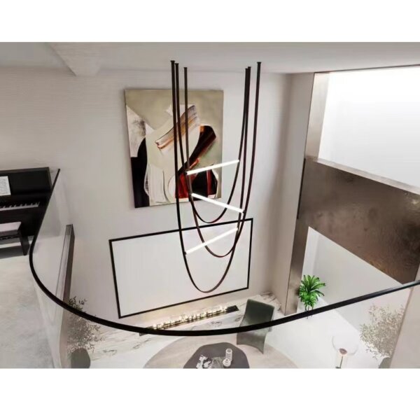 Brown Leather Belt Iron Pendant Light - 图片 5