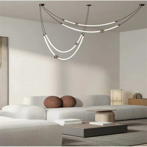 Silicone Iron Black White Pendant Light - 图片 3