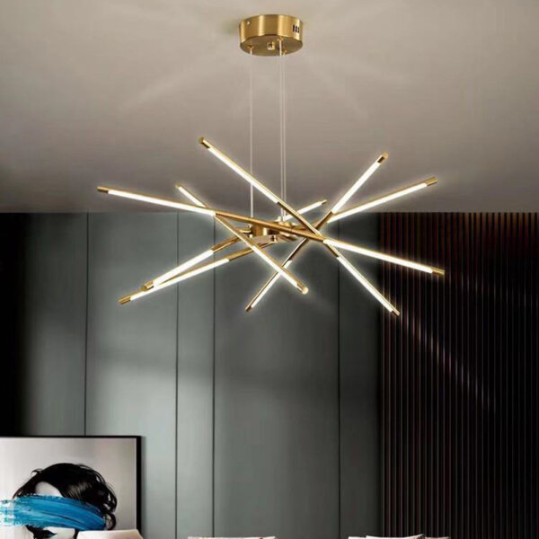 6-12 Heads Black Gold Iron Pendant Lamp - 图片 4
