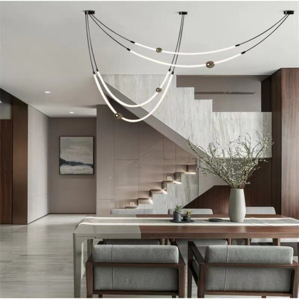 Silicone Iron Black White Pendant Light - 图片 4