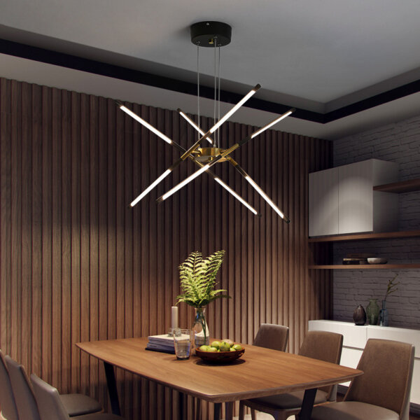 6-12 Heads Black Gold Iron Pendant Lamp - 图片 5