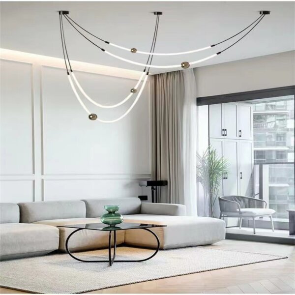 Silicone Iron Black White Pendant Light - 图片 5