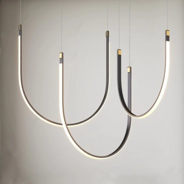 U-Shaped Aluminum Silica Gel Pendant Lamp - 图片 6