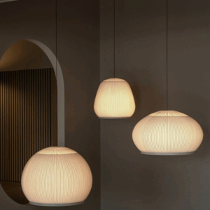Beige Woven Fabric PE Pendant Light