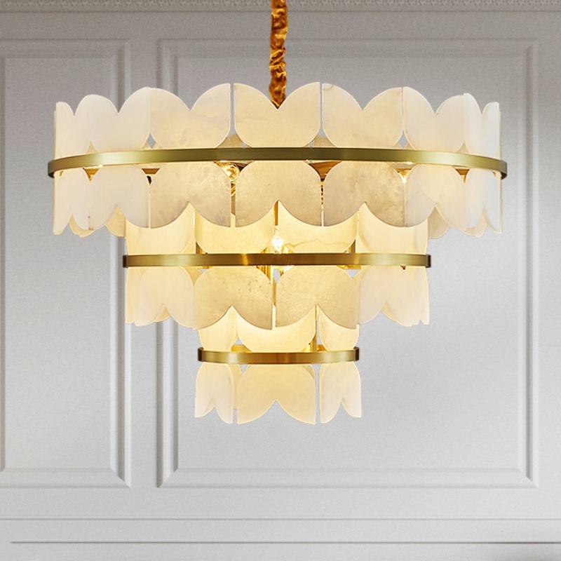Gold Alabaster Marble Pendant Light - 图片 2