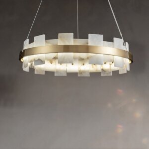 D60/80cm Marble Alabaster Round Pendant Light