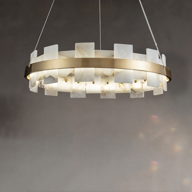 D60/80cm Marble Alabaster Round Pendant Light