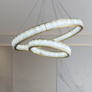 27-75 Heads Bronze White Marble Ring Pendant Lamp