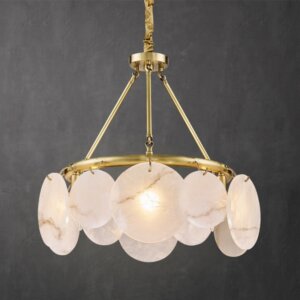E14 Copper Round Marble Pendant Light