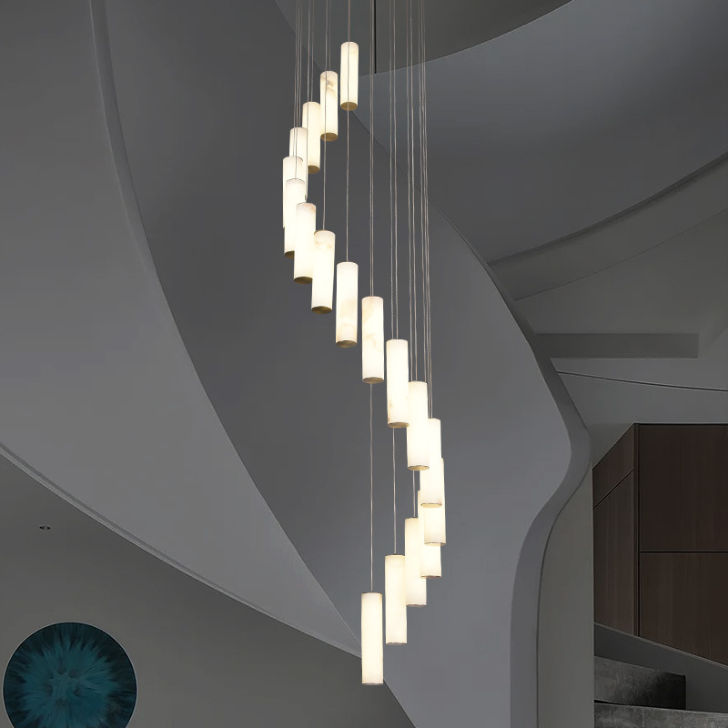 S Shape Long White Marble Pendant Light