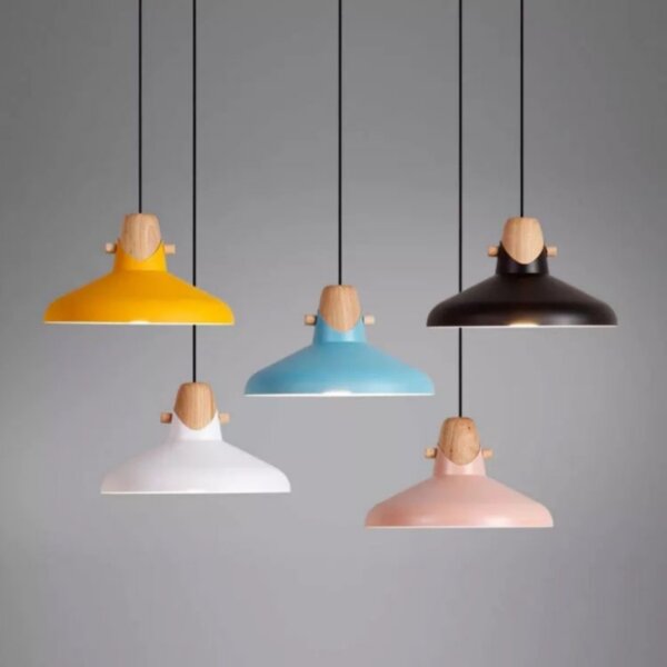 Customizable Colors Wood Pendant Light