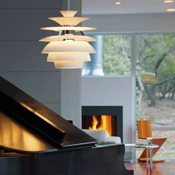 D40cm White Metal Pendant Light - 图片 2