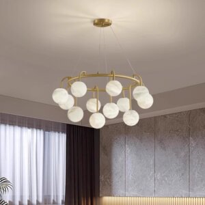 8-12 Heads Ball Marble Copper Pendant Light