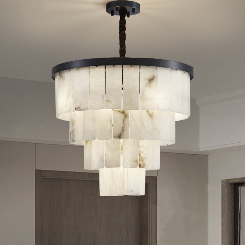 9-48 Heads Black Copper White Marble Pendant Lamp - 图片 2