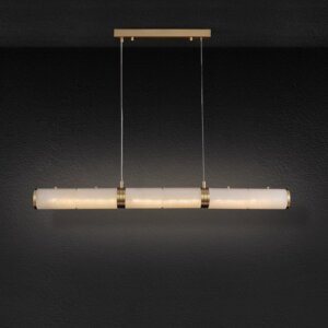 Long Cylinder Copper Marble Pendant Light