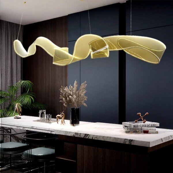 Cyan Brown Colorful Wave Acrylic Pendant Lamp - 图片 2