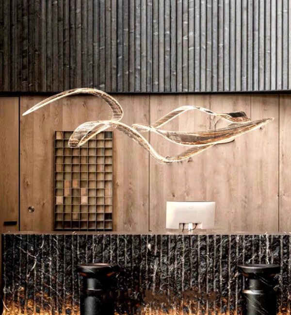 Acrylic Metal Ribbon Pendant Light - 图片 2