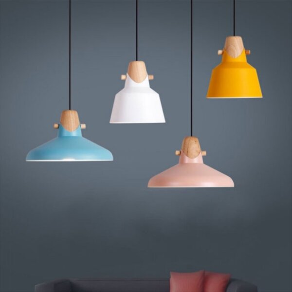 Customizable Colors Wood Pendant Light - 图片 2