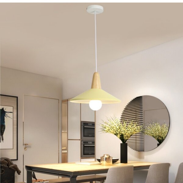 White Black Blue Wood Aluminum Pendant Lamp - 图片 2