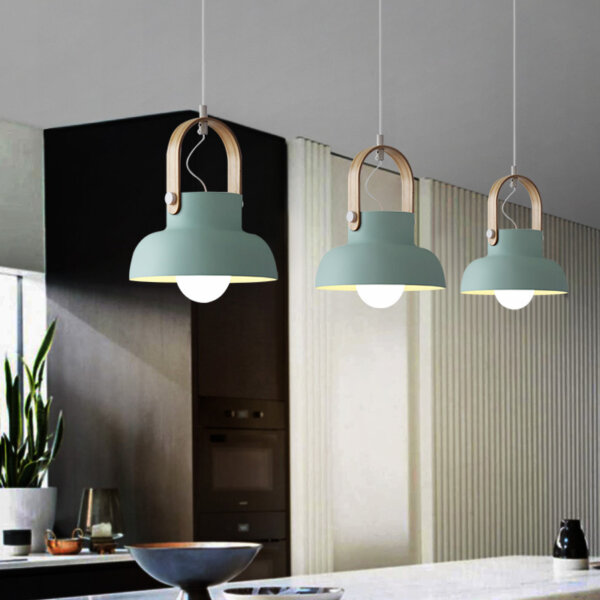 E27 Round Aluminum Colorful Pendant Light - 图片 2