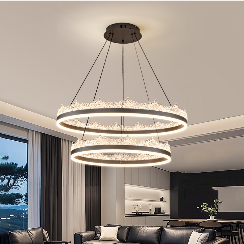 Silver Gray Resin Red Acrylic Pendant Lamp - 图片 2