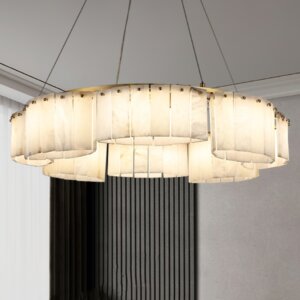 10-26 Heads Copper Marble Round Pendant Light