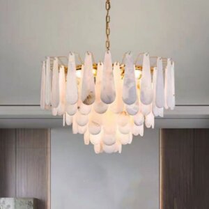 9-26 Heads Round Marble Copper Pendant Lamp
