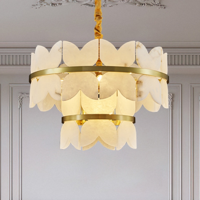 Gold Alabaster Marble Pendant Light - 图片 3