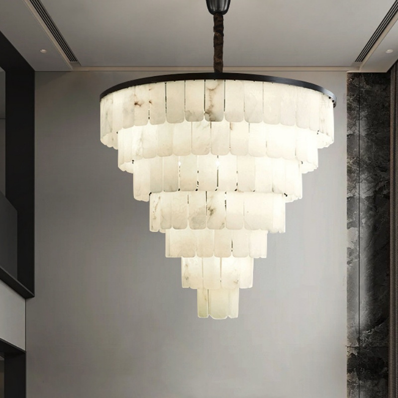 9-48 Heads Black Copper White Marble Pendant Lamp - 图片 3