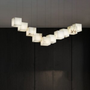 G9 Cube White Marble Pendant Light