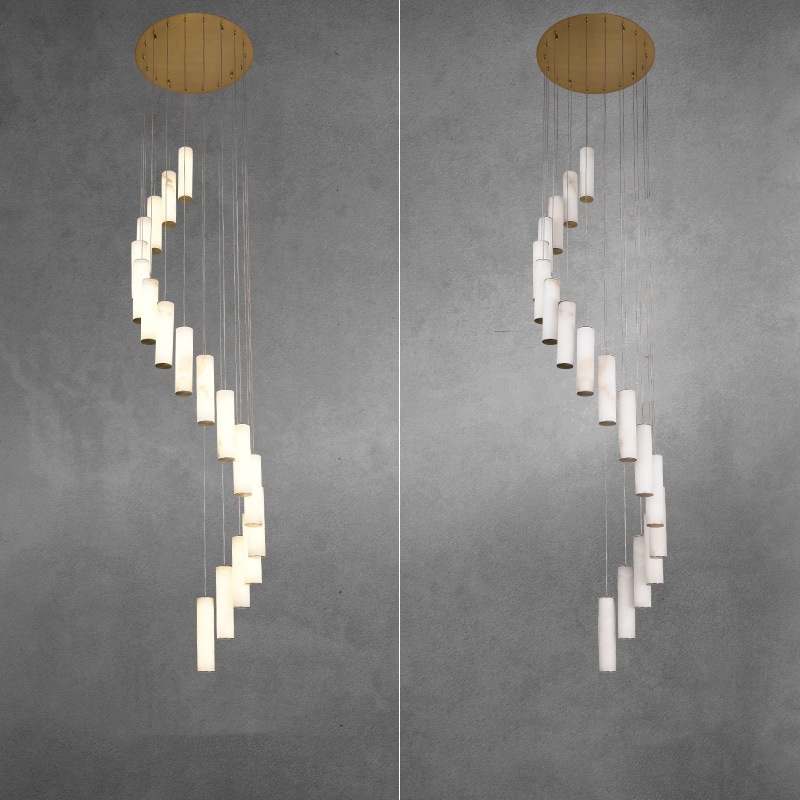 S Shape Long White Marble Pendant Light - 图片 3