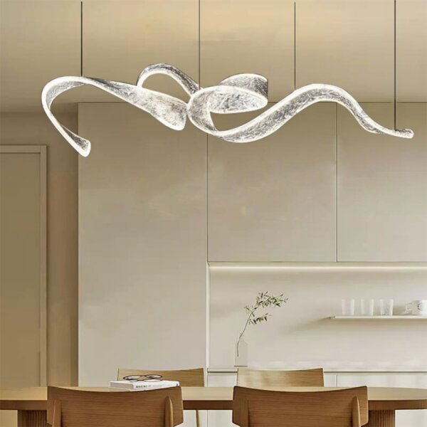 Cyan Brown Colorful Wave Acrylic Pendant Lamp - 图片 3
