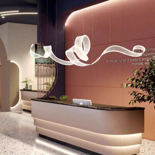 Cyan Hardware Acrylic Wave Pendant Light - 图片 3