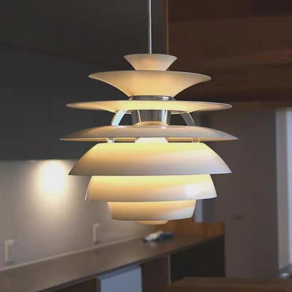 D40cm White Metal Pendant Light - 图片 3